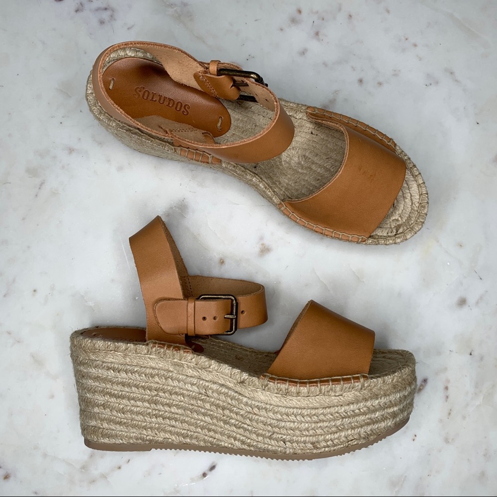 NEW Soludos Minorca Platform Leather Espadrille 8 - Picture 4 of 9
